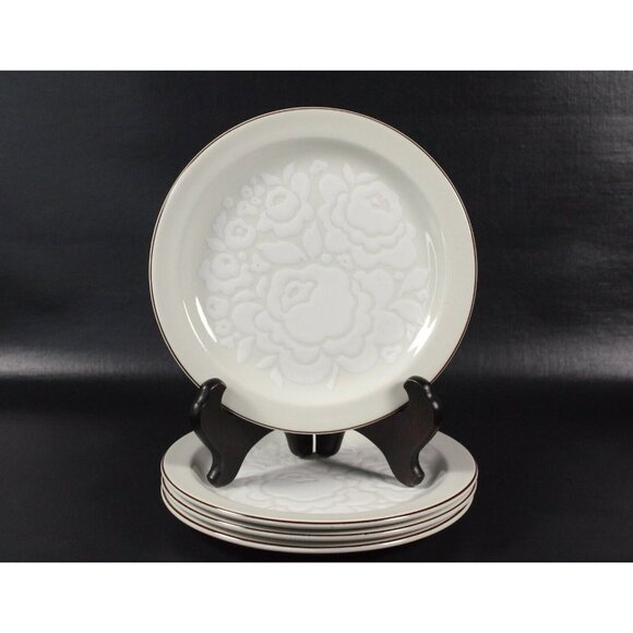 Set of 4 Floral Midwinter Stonehenge "Winter" Pattern Bread And Butter Plates 7" - Picture 1 of 5